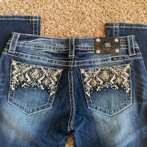 Miss Me Women's Dark Blue Boot Cut Jeans with Silver Embellishments